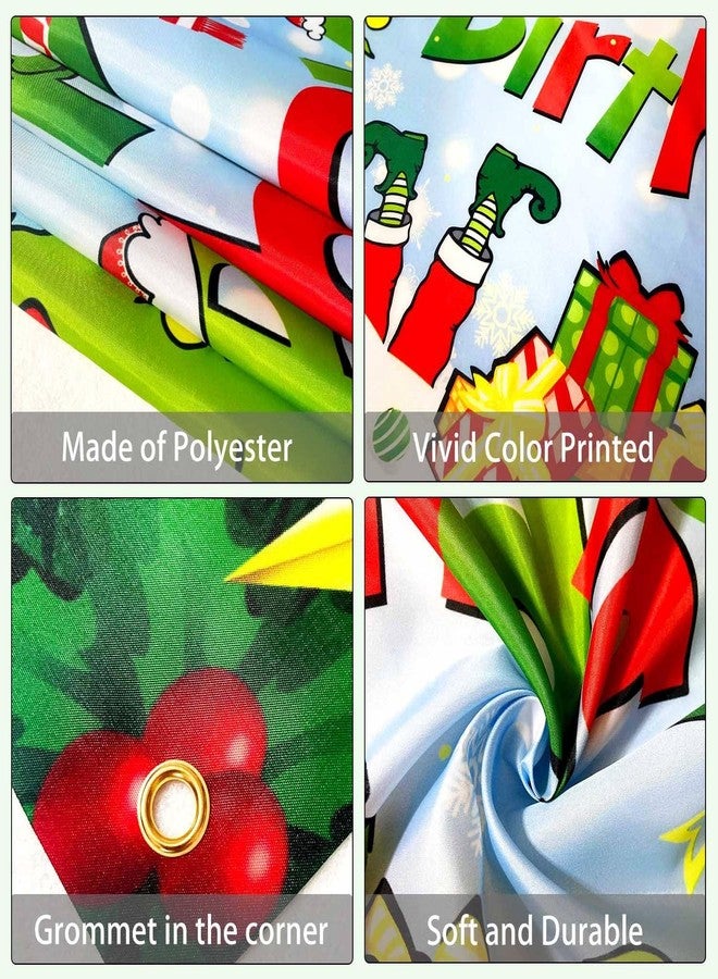 LDWLYW 7x5ft Happy Birthday Christmas Banner Backdrop Green Christmas Birthday Party Decorations Supplies Kids Cartoon Theme Holiday Party Photography Background Wall Decor Photo Props - Image 4