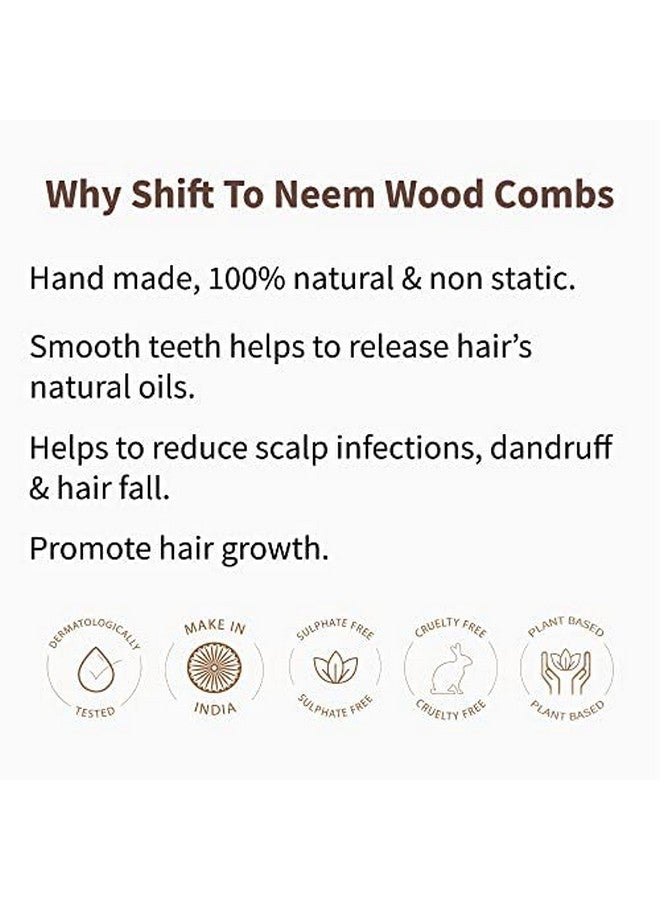BodyHerbals BodyHerbals Dressing Comb, Anti Static Eco Friendly, Classic, 100% Natural Neem Wood Gift Pack, Hand Made with design in Box (Cream) - Image 2