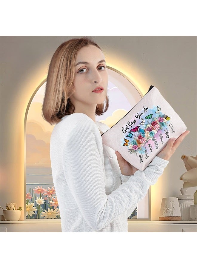 LEVLO Butterflies Cosmetic Make Up Bag Butterfly Lover Gift Butterflies God Says You Are Make Up Zipper Pouch Bag For Friend Family (God Says Butterflies) - Image 5