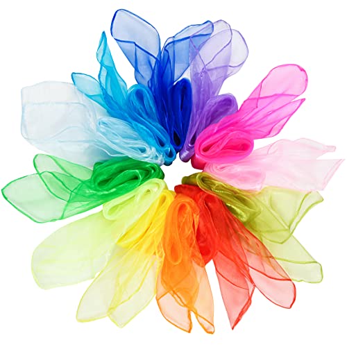 Jmkcoz 12pcs Square Juggling Silk Dance Scarves Magic Tricks Performance Props Accessories Movement Scarves Rhythm Band Scarf 24 Inches 12 Colors - Image 1