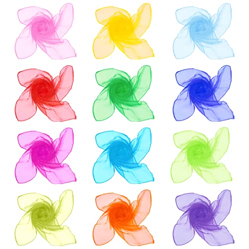 Jmkcoz 12pcs Square Juggling Silk Dance Scarves Magic Tricks Performance Props Accessories Movement Scarves Rhythm Band Scarf 24 Inches 12 Colors - Image 3
