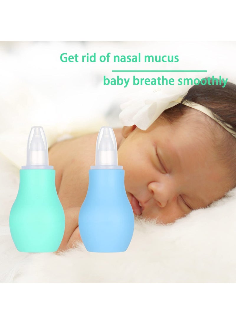 2 Packs Baby Nasal Aspirator, Nasal Aspirator Newborn, Baby Nose Sucker Baby Nose Cleaner Baby Nasal Cleaner Mucus Removal for Newborns&Toddlers(Blue+Green)