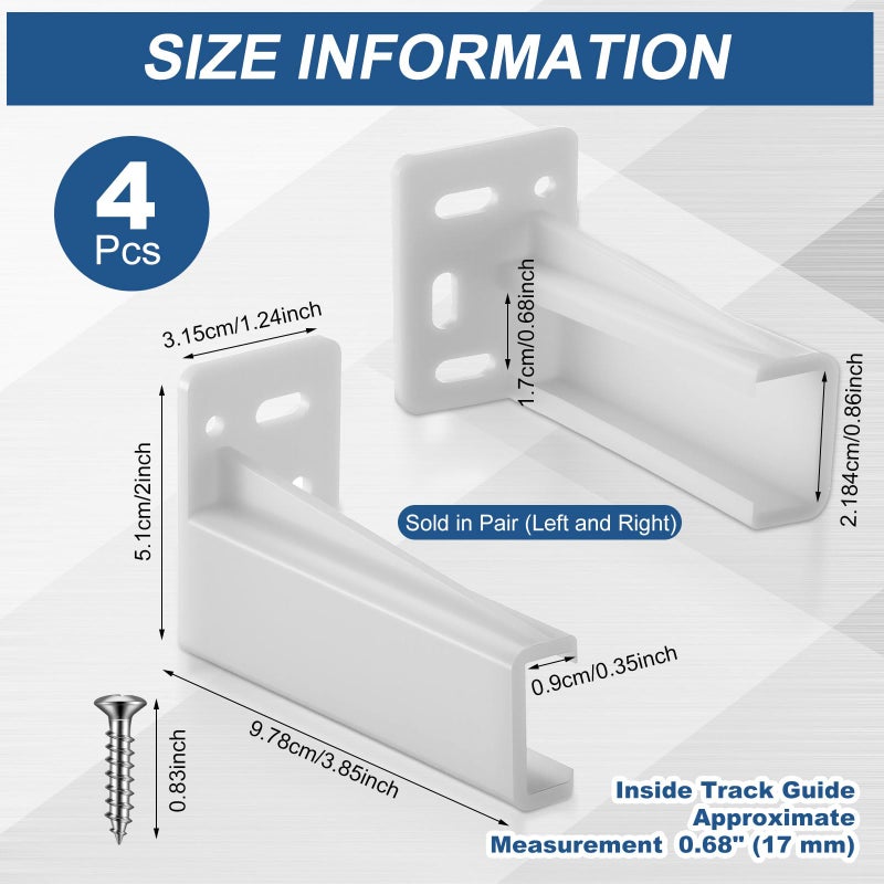 Chunful 2 Pair Rear Drawer Track Socket Back Plates Mounting Brackets Durable Plastic Drawer Track Back Plate Left and Right Close Locker Slides Socket for Repairing Replacing (White) - Image 2
