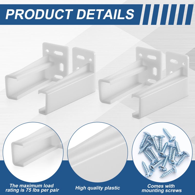 Chunful 2 Pair Rear Drawer Track Socket Back Plates Mounting Brackets Durable Plastic Drawer Track Back Plate Left and Right Close Locker Slides Socket for Repairing Replacing (White) - Image 3