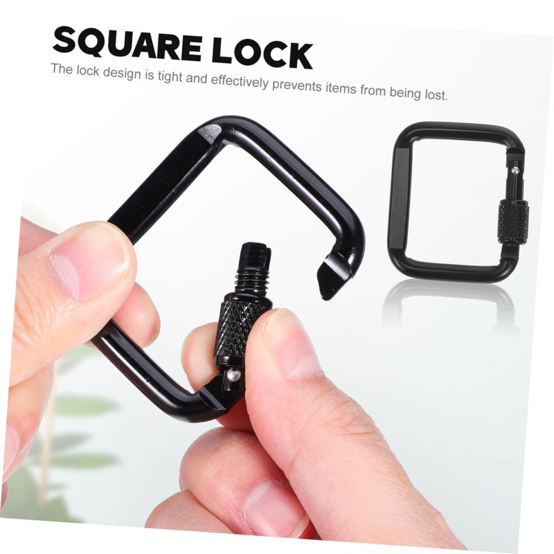 6 Pack Locking Carabiner Keychain Key Holder Keyring Black - Image 3