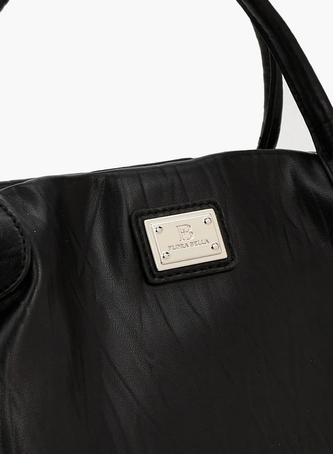 Flora Bella By Shoexpress Textured Tote Bag with Button Closure