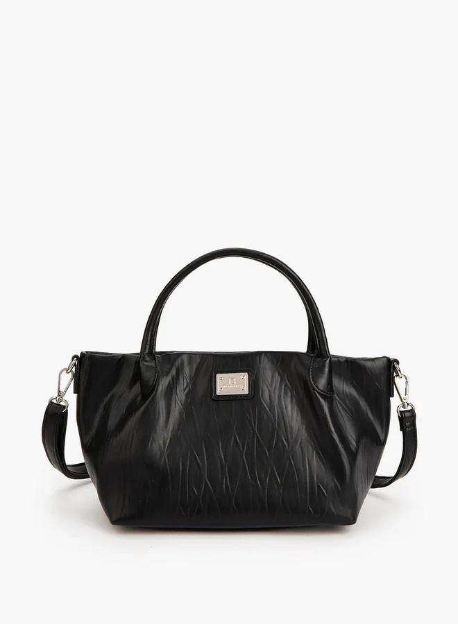 Flora Bella By Shoexpress Textured Tote Bag with Button Closure