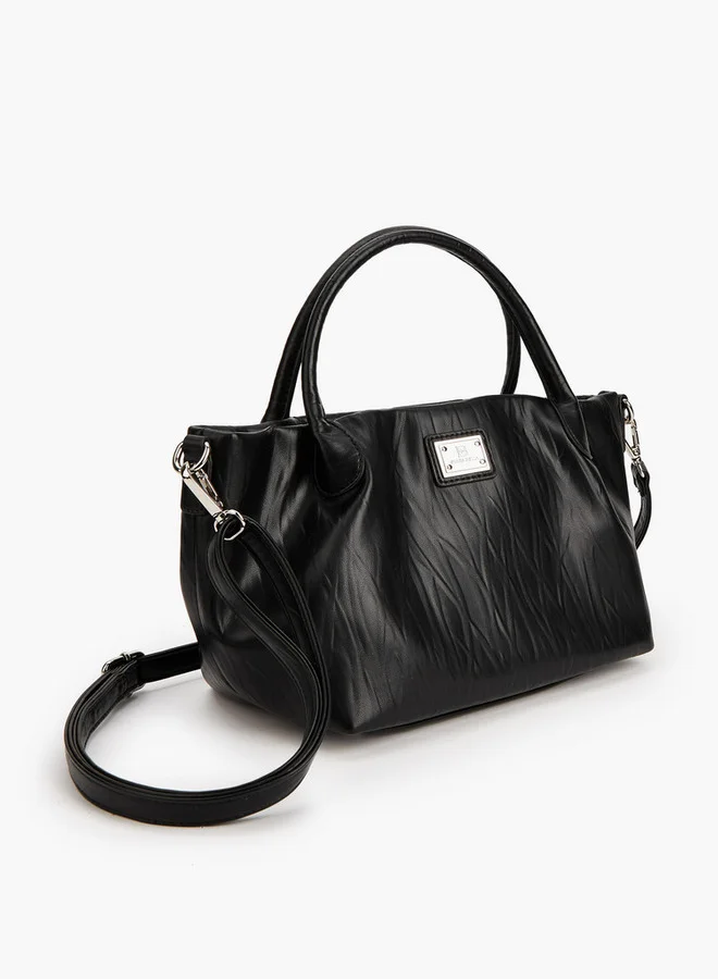 Flora Bella By Shoexpress Textured Tote Bag with Button Closure