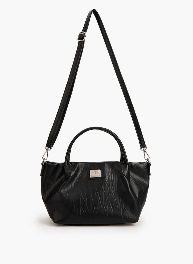 Flora Bella By Shoexpress Textured Tote Bag with Button Closure