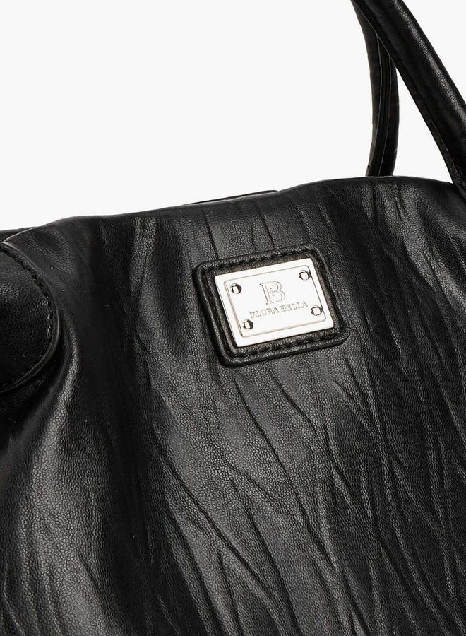 Flora Bella By Shoexpress Textured Tote Bag with Button Closure