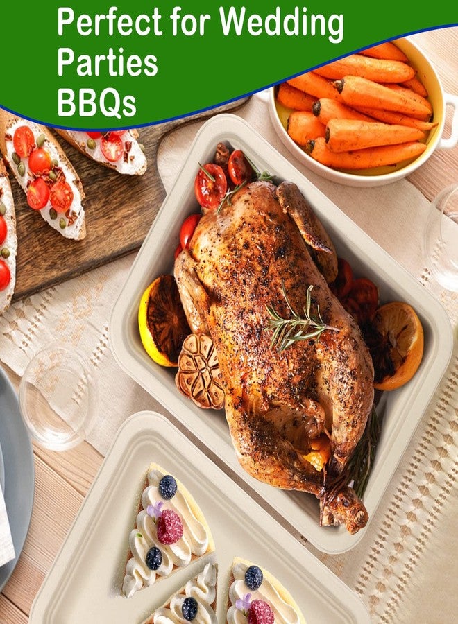 EcoAvance 14 inch Large Paper Plates, 50 Pack Disposable Trays, 100% Compostable Paper Plates Heavy Duty, Eco Friendly Disposable Plates, Brown Paper Plates Dinner for Party BBQ Picnic - Image 5
