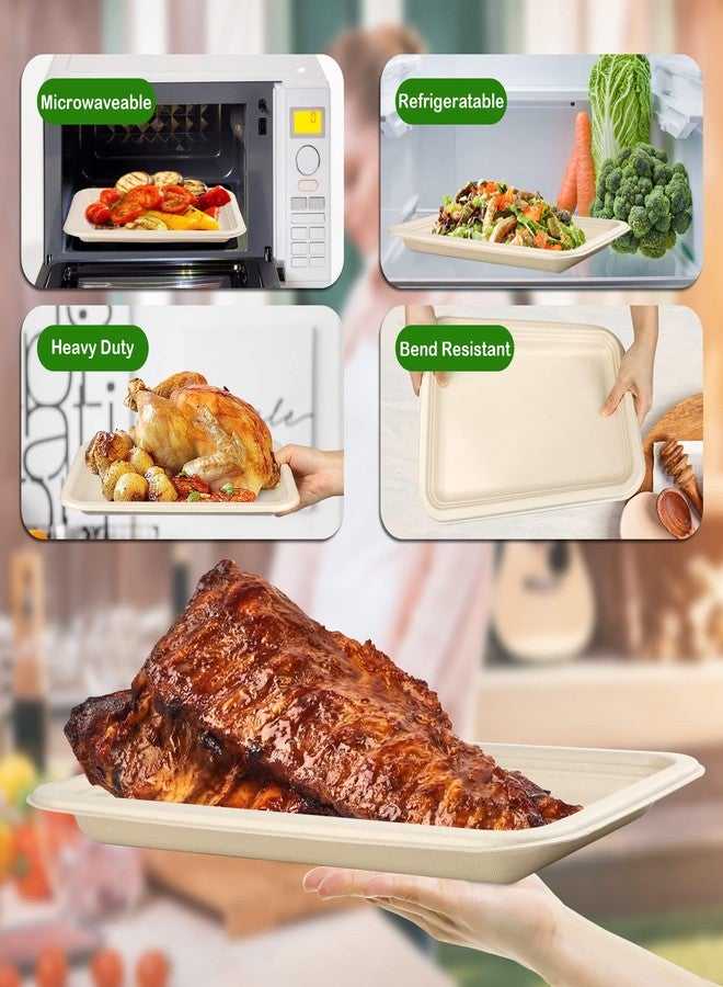 EcoAvance 14 inch Large Paper Plates, 50 Pack Disposable Trays, 100% Compostable Paper Plates Heavy Duty, Eco Friendly Disposable Plates, Brown Paper Plates Dinner for Party BBQ Picnic - Image 4