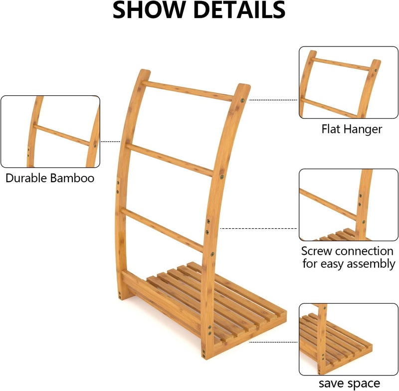 Multipurpose Rosewood Towel Racks for Bathroom Tier Free Standing Bathroom Towel Rack Towel Holder Stand for Blanket Rack Kitchen Corner Poolside Beach Next to Tub or Shower H94  - Image 4