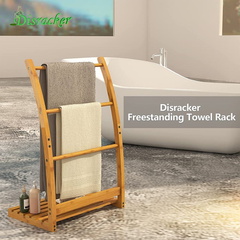 Multipurpose Rosewood Towel Racks for Bathroom Tier Free Standing Bathroom Towel Rack Towel Holder Stand for Blanket Rack Kitchen Corner Poolside Beach Next to Tub or Shower H94  - Image 3