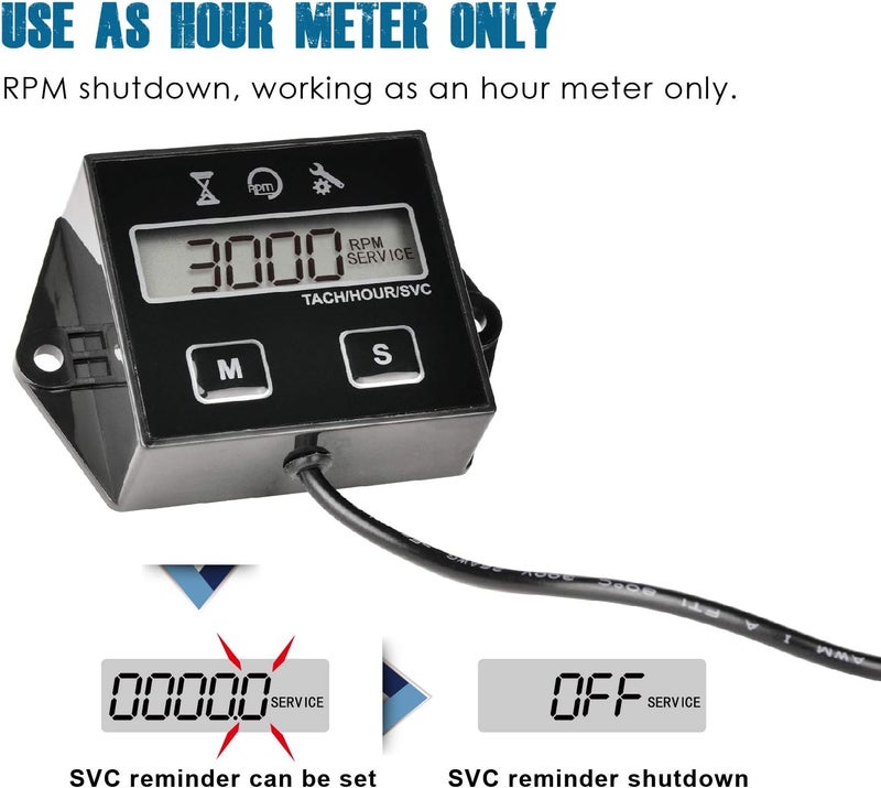 Runleader Digital Hour Meter Tachometer, Maintenance Reminder, User Shutdown, Use for ZTR Lawn Mower Tractor Generator Marine Outboard ATV Motor Snowmobile and Gas Powered Equipment (1) - Image 4