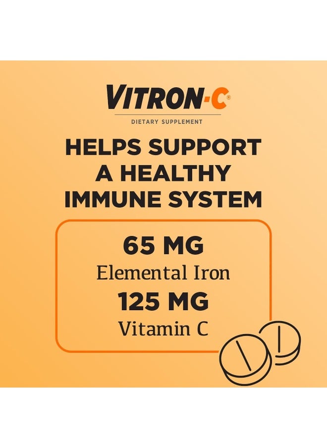 Vitron-C - Iron Supplement, Once Daily, High Potency Iron Plus Vitamin C, Dye Free Tablets, 60 Count - Image 1