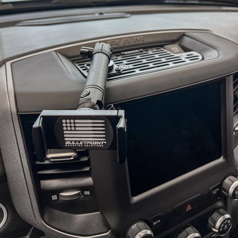 Bulletpoint Multiple Device Metal Dash Mount Cell Phone Holder Compatible with 2019+ RAM Truck 1500, 2500, 3500, TRX, RHO (RubiGrid v2 Spring-Loaded) - Image 2