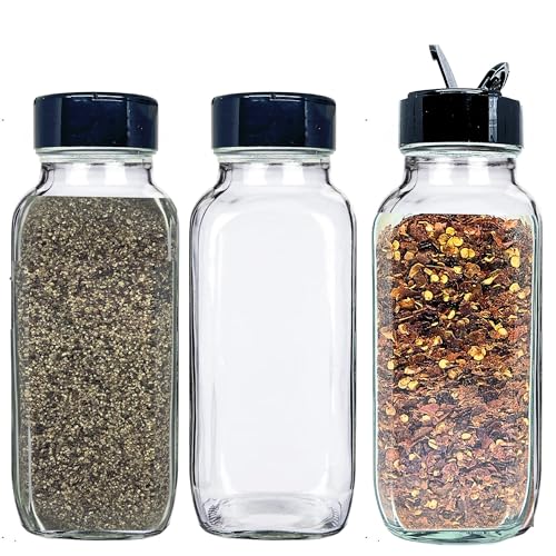 JARMING COLLECTIONS Glass Spice Jars with Shaker Lids - Spice Jars 16 oz for Food Storage, Spice Containers for Kitchen Organization and Storage, Bottles for Spices (Black - 16 Ounce 3 pack) - Image 1
