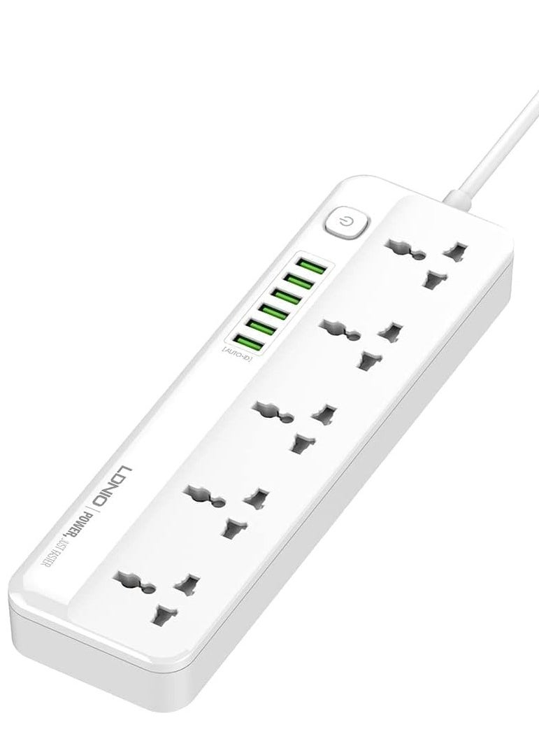 LDNIO LDNIO SC-5614 Surge Protector Power Strip with 5 AC Outlets and 6 USB Charging Ports, 2m Length for Home and Office - White  - Image 1