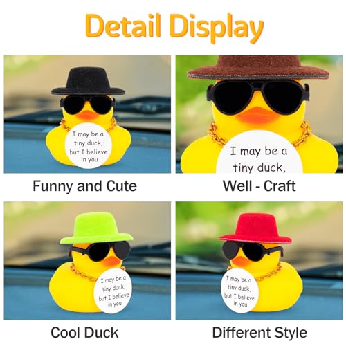 wonuu wounuu Encouragement Support Rubber Duck Car Ornament, Funny Thinking Positive Duck with Card Creative Gift, Black - Image 4
