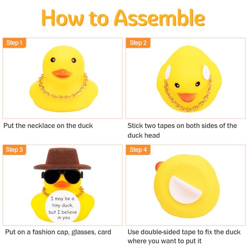 wonuu wounuu Encouragement Support Rubber Duck Car Ornament, Funny Thinking Positive Duck with Card Creative Gift, Black - Image 3