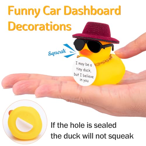 wonuu wounuu Encouragement Support Rubber Duck Car Ornament, Funny Thinking Positive Duck with Card Creative Gift, Black - Image 5