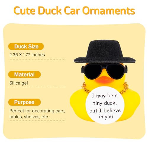 wonuu wounuu Encouragement Support Rubber Duck Car Ornament, Funny Thinking Positive Duck with Card Creative Gift, Black - Image 2