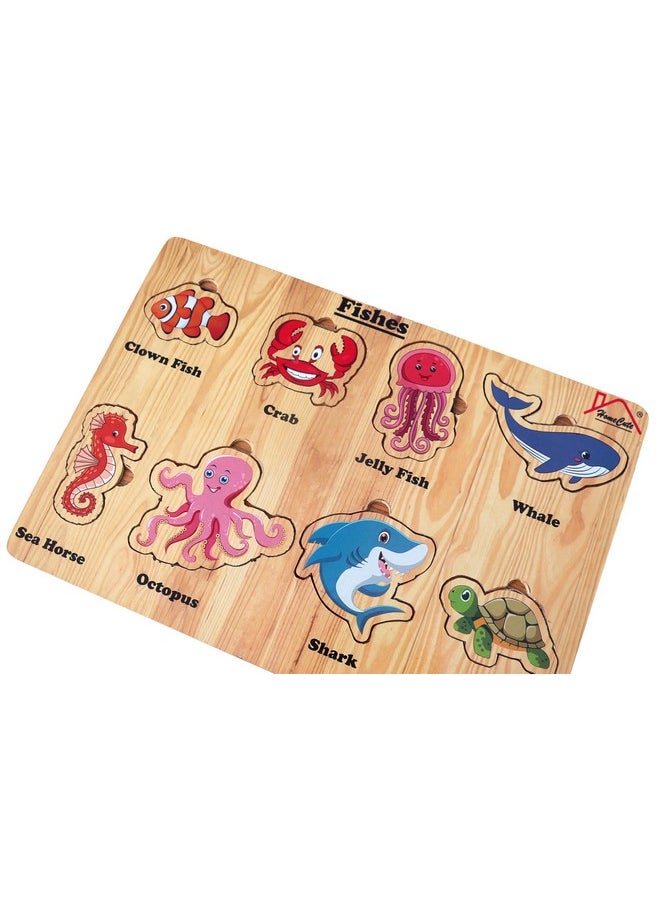 HomeCute Homecute Wooden Puzzle Educational Toy for Kids,Montessori Wooden Puzzles for Children,Learning Puzzle for Toddlers & Preschoolers,Toys for Boys and Girls (Pack of 3-Fishes,Fruits & Vegetables)  - Image 4