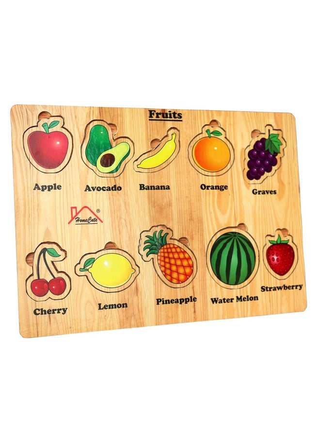 HomeCute Homecute Wooden Puzzle Educational Toy for Kids,Montessori Wooden Puzzles for Children,Learning Puzzle for Toddlers & Preschoolers,Toys for Boys and Girls (Pack of 3-Fishes,Fruits & Vegetables)  - Image 3