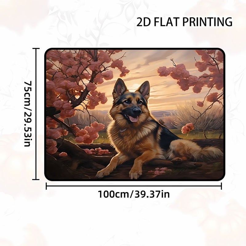 1pc German Shepherd And Cherry Blossom Scenery Trunk Mat 75x100cm Suitable for Most Vehicles High End Car Accessory Durable Personalized Trunk Cargo Liner Easy to Clean Machine Washable - Image 3