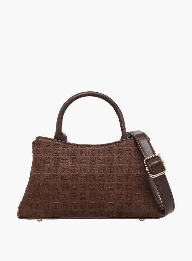 Flora Bella By Shoexpress Monogram Embossed Tote Bag with Zip Closure