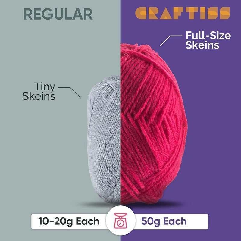CRAFTISS 12x1.75 Oz Acrylic Yarn Skeins - 1300 Yards of Soft Yarn for Crocheting and Knitting Craft Project, Assorted Starter Crochet Bulk Kit for Adults and Kids - Image 2