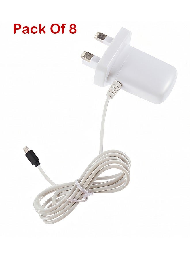 Taimi Pack Of 8 Fast Charger 3-Pin  With Micro USB Cable White - Image 1