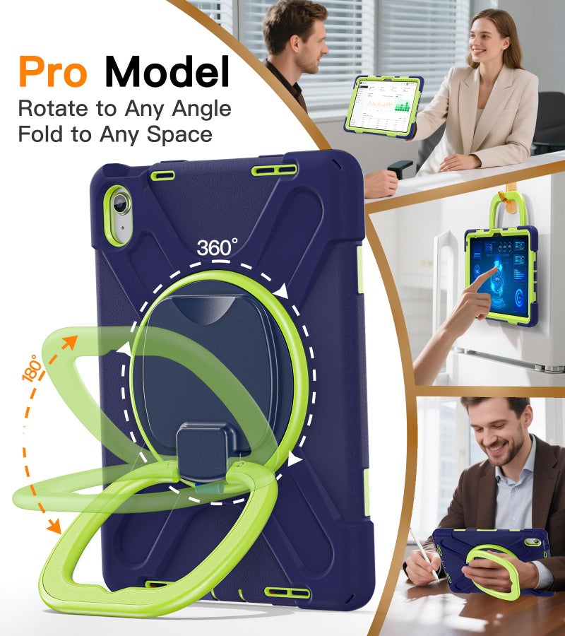 BATYUE Case for iPad (A16) 11th/10th Gen 11''/10.9'' 2025/2022 - Heavy Duty Shockproof Cover with 360° Rotating & 180° Folding Stand, Screen Protector, Shoulder Strap & Pencil Holder | NavyLime - Image 5