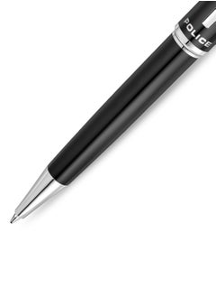 POLICE Aptos Black Stainless Steel Twisted Closure Pen with Silver Trims and Blue Ink  - Image 3
