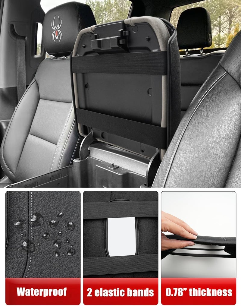 KBH Center Console Armrest Cover for 2019-2025 GMC Sierra & Chevy Silverado, 2021-2025 Tahoe & Suburban & Yukon, Bucket Seat Console Accessories, Black-Gray Stitches - Image 5