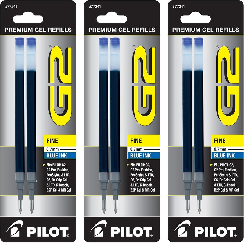 PILOT G2 Gel Ink Pen Refills, Fine Point, 0.7mm, Blue Ink, 6 Refills - Image 1