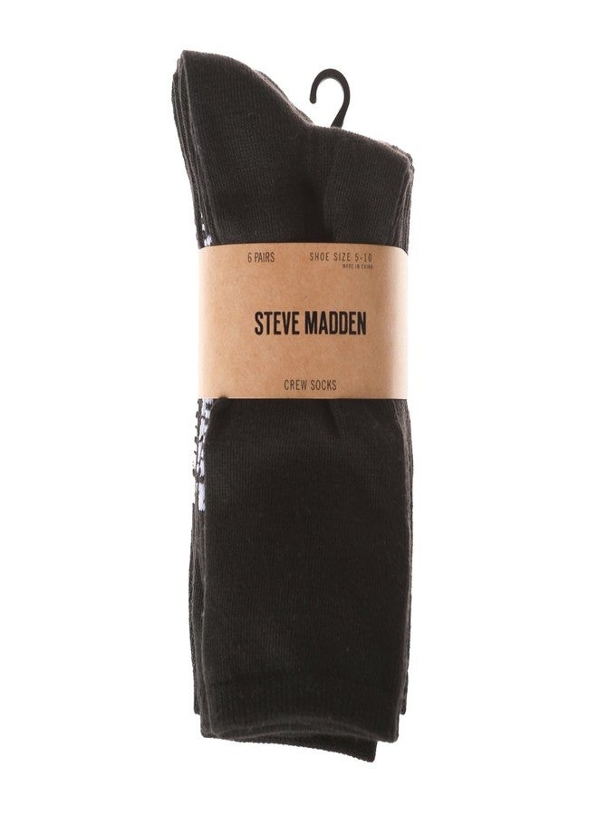 Steve Madden Women's 6 Pairs Crew Socks Casual, Athletic, Thick, Gym, Boot Socks for Women, Black - Image 3
