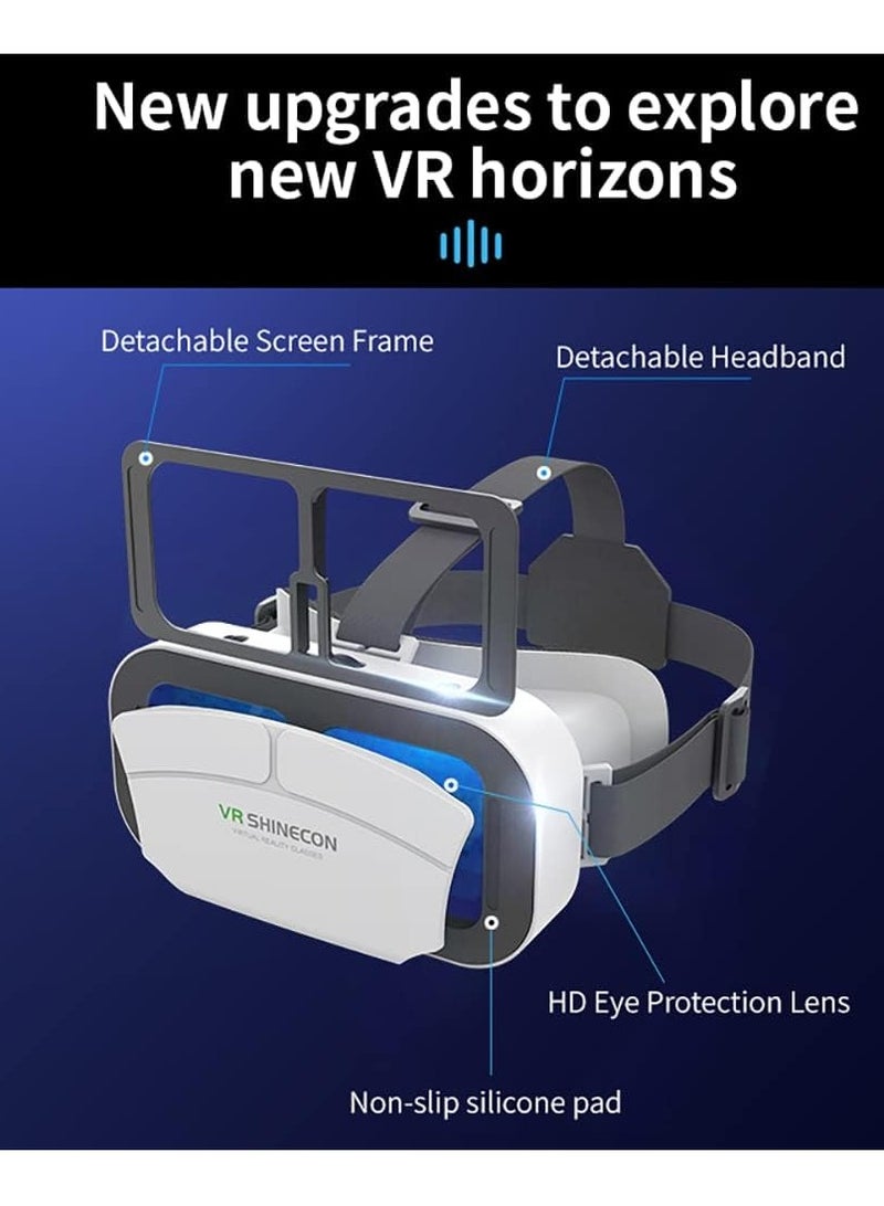 VR Headset Phone Within 4.7-7.2inch Display Screen Universal Virtual Reality Goggles Soft Comfortable Updated 3D Glasses Compatible for iPhone Android Wearable VR Set for Kids Adults