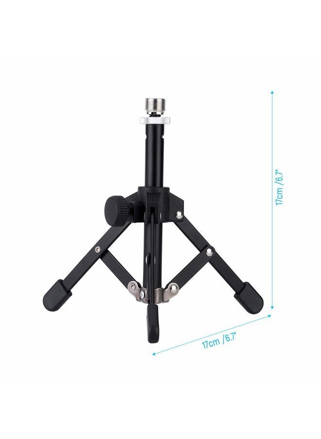summina Mini Mic Stand Mini Foldable Desktop Tabletop Tripod Microphone Mic Stand Holder - Image 2