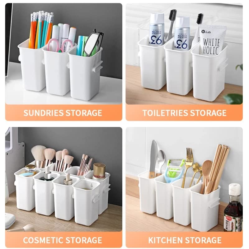 HOME CUBE 5 Pc Multi-Function Storage Box for Fridge, Multipurpose Container for Chopstickes,Utensils, Toothbrush, Stationary Holder, Toiletries Organizer Attachable &Detachable., ABS Plastic - Image 2