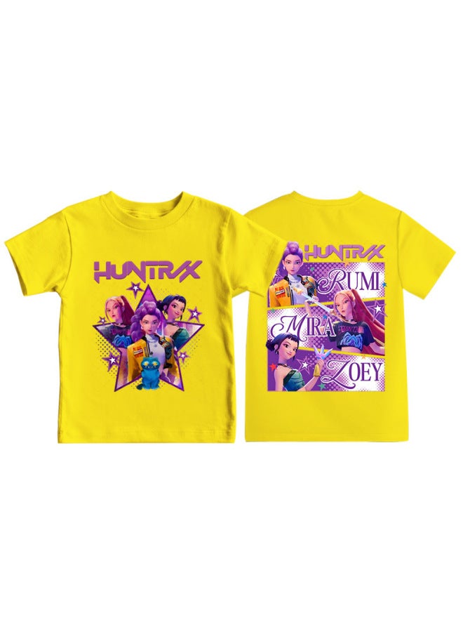 Best-seller Kpop Anime Cartoon Print Round Neck Short-sleeve T-shirt Casual Loose Children's Top