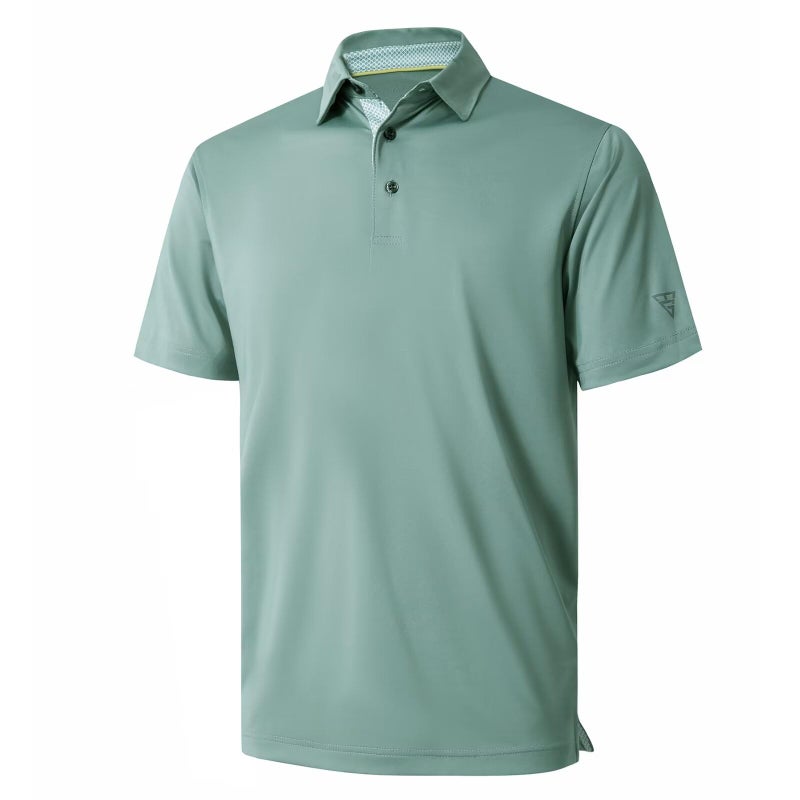 M MAELREG Polo Shirts for Men Short Sleeve Performance Moisture Wicking Quick Dry Casual Collared Menâ€™s Polo Shirts Beryl Green - Image 1