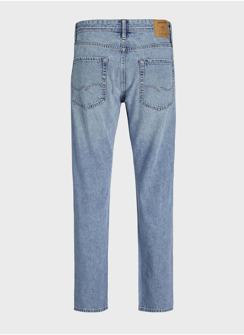 JACK & JONES - Jjichris Jjorignial Stright Fit Light Wash Jeans - Image 1
