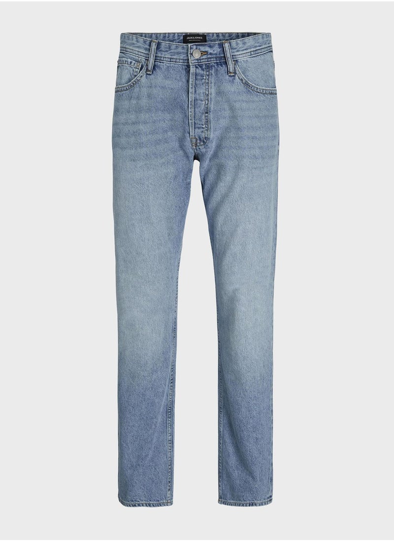 JACK & JONES - Jjichris Jjorignial Stright Fit Light Wash Jeans - Image 1
