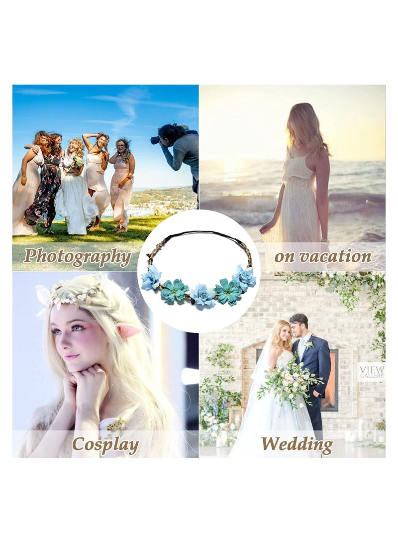 SYOSI 5 قطع من عصابات الرأس على شكل تاج الزهور للنساء والفتيات، إكليل شعر على شكل زهرة متعدد الألوان، إكسسوارات شعر للمهرجانات لحفلات الزفاف، عصابة رأس صغيرة على شكل زهرة جيسانج - Image 2