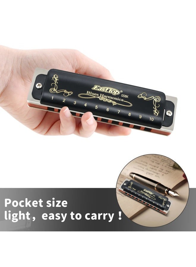 East top Blues Diatonic Harmonica in Bb, 10 Holes 20 Tones T008K Top Grade Blues Mouth Organ harmonica for Adults, Professionals, Beginners and Students - Image 5