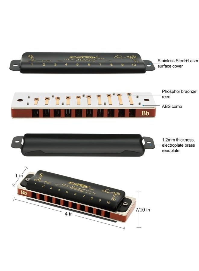 East top Blues Diatonic Harmonica in Bb, 10 Holes 20 Tones T008K Top Grade Blues Mouth Organ harmonica for Adults, Professionals, Beginners and Students - Image 3