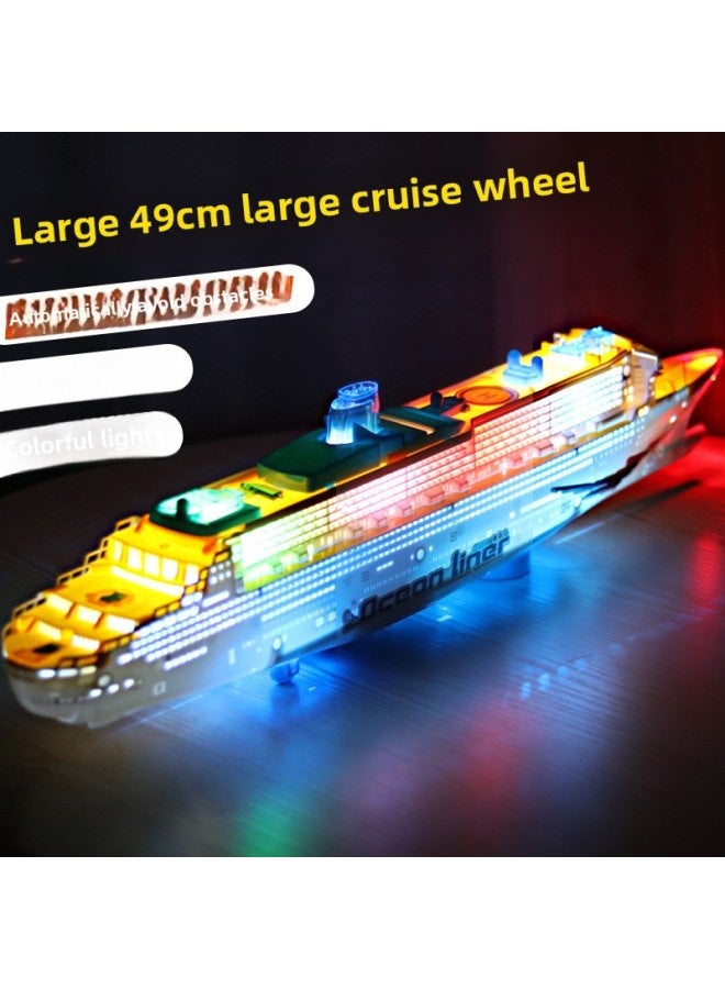 Large 49CM Electric Toy Boat Imitation Model Real Light Music Induction Universal Children's Cruise Ship Stall Supply Free Shipping-Color:49CM Ocean Cruise Ship (e-commerce Box With 3 Batteries)  - Image 2