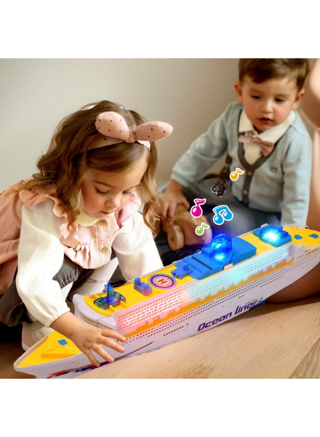 Large 49CM Electric Toy Boat Imitation Model Real Light Music Induction Universal Children's Cruise Ship Stall Supply Free Shipping-Color:49CM Ocean Cruise Ship (e-commerce Box With 3 Batteries)  - Image 3